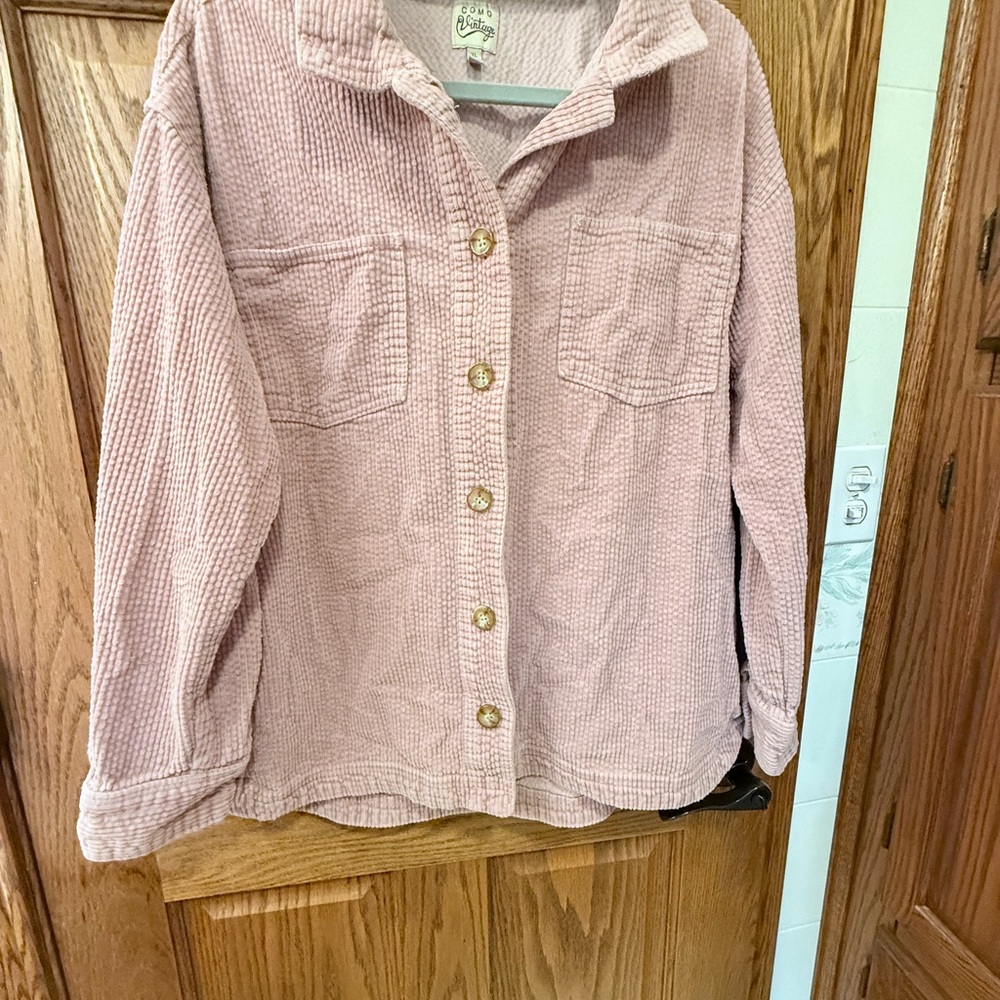 Como Vintage Pink Teddy Jacket Soft Cozy Layering